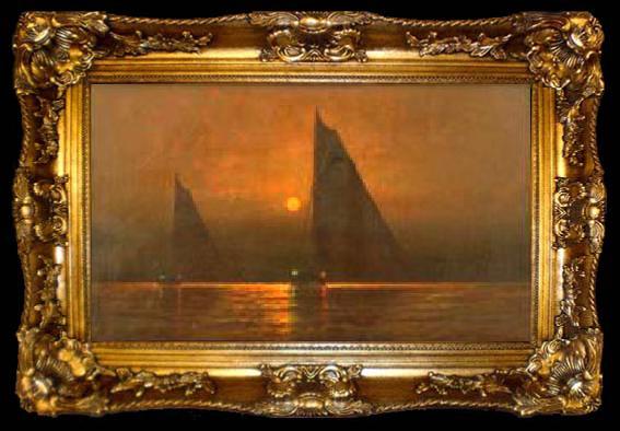 framed  unknow artist C.S. Dorion sailing at dusk, ta009-2
